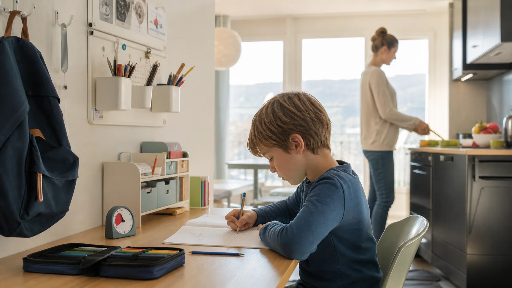 Un enfant retrouve une routine calme apr&egrave;s l&rsquo;&eacute;cole